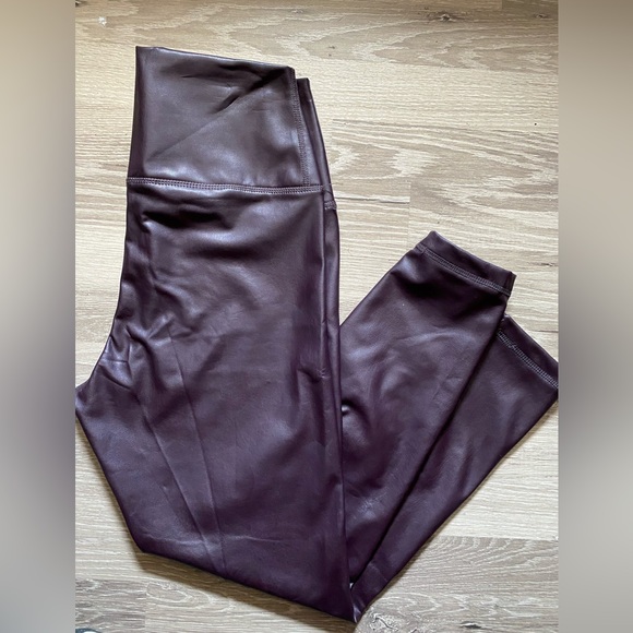 90 Degree By Reflex Pants - NWT Faux Leather Dark Cherry High Waist Ankle Legging | Size XL
